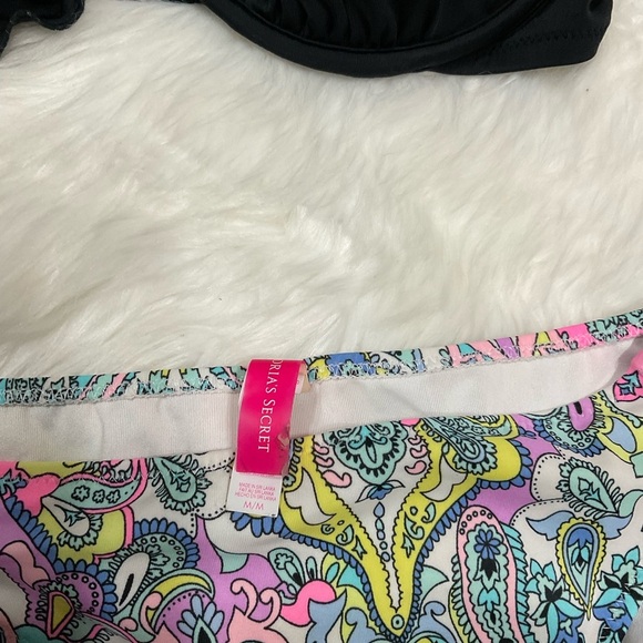 Victoria's Secret Black and Colorful Bikini Set with Halter Neck - Picture 4 of 12